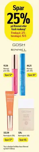 Føtex Spar 25% på Rimmel eller Gosh makeup tilbud