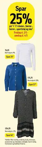 Føtex Spar 25% på VRS dame-, børne-, herre-, sportstøj og sko tilbud