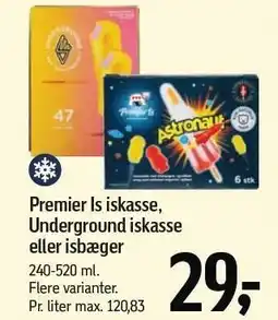 Føtex Premier Is iskasse, Underground iskasse eller isbæger 240-520 ml tilbud