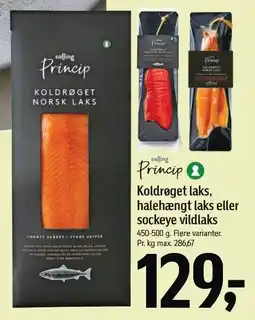 Føtex Koldrøget laks, halehængt laks eller sockeye vildlaks 450-500 g tilbud