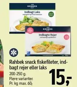 Føtex Rahbek snack fiskefileter, indbagt rejer eller laks 200-250 g tilbud