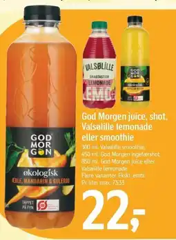 Føtex God Morgen juice, shot eller Valsølille lemonade eller smoothie tilbud
