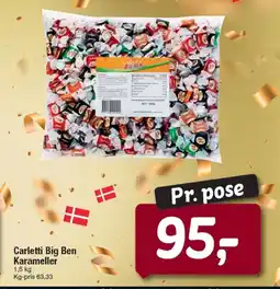 Fakta Tyskland Carletti Big Ben Karameller 1,5 kg Kg-pris 63,33 tilbud