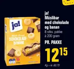 Otto Duborg Ja! müslibar med chokolade og banan 8 stks. pakke à 200 gram tilbud