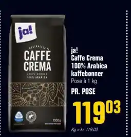 Otto Duborg Ja! caffe crema 100% arabica kaffebønner pose à 1 kg tilbud