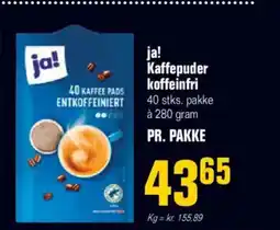 Otto Duborg Ja! kaffepuder koffeinfri 40 stks. pakke à 280 gram tilbud