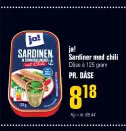 Otto Duborg ja! Sardiner med chili Dåse à 125 gram PR. DÅSE tilbud
