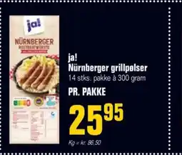 Otto Duborg ja! Nürnberger grillpølser 14 stks. pakke à 300 gram tilbud