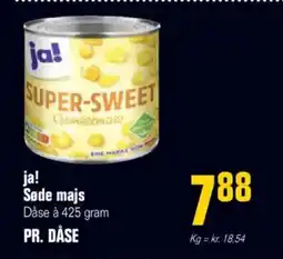 Otto Duborg Ja! søde majs dåse à 425 gram pr. dåse tilbud