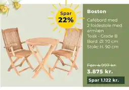 Erling - Christensen Boston Cafébord med 2 foldestole med armlæn tilbud