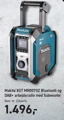 Johannes Fog Makita XGT Bluetooth og DAB+ arbejdsradio med Subwoofer tilbud