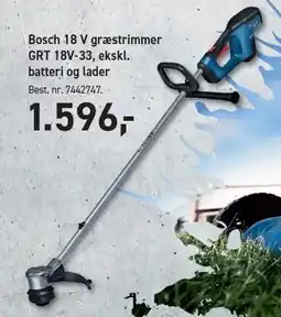 Johannes Fog Bosch 18 V græstrmimer GRT 18V-33, eklskl. batteri og lader tilbud