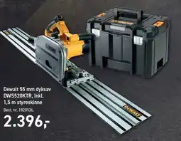 Johannes Fog Dewalt 55 mm dyksav DRS520KTR, inkl 1,5 m styreskinne tilbud