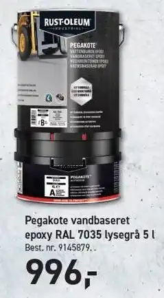 Johannes Fog Pegakote vandbaseret epoxy RAL 7035 lygegrå 5 l tilbud