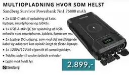 CBC Sandberg Survivor Powerbank 7in1 76800 mAh tilbud