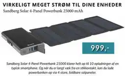 CBC Sandberg Solar 4-Panel Powerbank 25000 mAh tilbud
