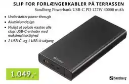 CBC Sandberg Powerbank USB-C PD 127W 40000 mAh tilbud
