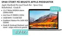 CBC Apple MacBook Pro med Touch Bar - Space Gray Refurbished - Grade B tilbud