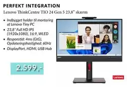 CBC Lenovo ThinkCentre TIO 24 Gen 5 23,8” skærm tilbud