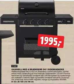 jem & fix GRILLEXPERT GASGRILL MED 4 BRÆNDERE OG 1 SIDEBRÆNDER tilbud