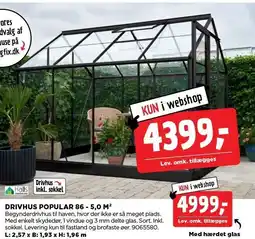 jem & fix HALLS DRIVHUS POPULAR 86 - 5,0 M2 tilbud