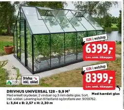 jem & fix HALLS DRIVHUS UNIVERSAL 128 - 9,9 M2 tilbud