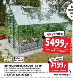 jem & fix HALLS DRIVHUS UNIVERSAL 128 - 9,9 M2 tilbud