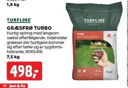 jem & fix TURFLINE GRÆSFRØ TURBO tilbud