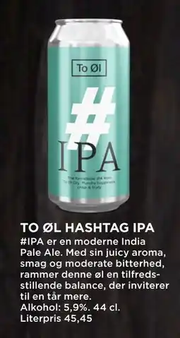 MENY TO ØL HASHTAG IPA tilbud