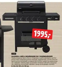 jem & fix GASGRILL MED 4 BRÆNDERE OG 1 SIDEBRÆNDER tilbud