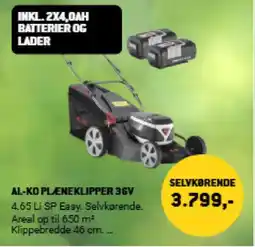 XL-BYG Al-ko plæneklipper 36v tilbud