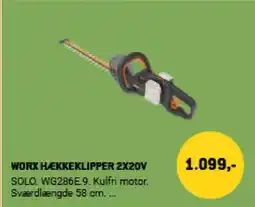 XL-BYG Worx hækkeklipper 2x20v tilbud