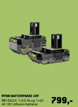 XL-BYG RYOBI Batteripakke 18v tilbud