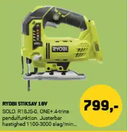 XL-BYG RYOBI Stiksav 18v tilbud