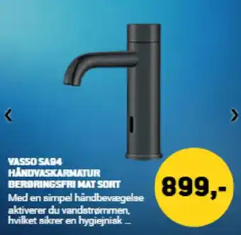 XL-BYG Vasso sa94 håndvaskarmatur berøringsfri mat sort tilbud