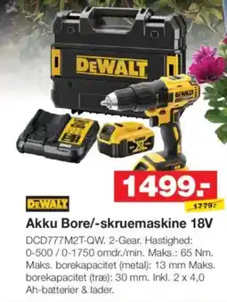 Bauhaus DEWALT Akku bore/-skruemaskine 18v tilbud