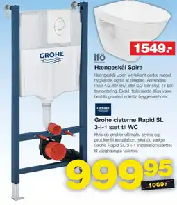 Bauhaus Grohe cisterne rapid sl 3-i-1 sæt til wc tilbud