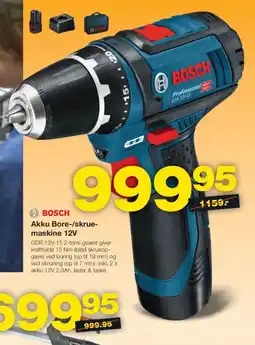 Bauhaus BOSCH Akku bore-/skrue- maskine 12v tilbud