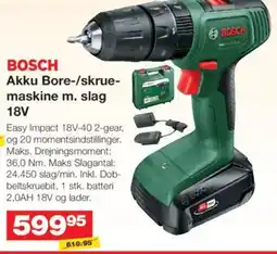 Bauhaus BOSCH Akku bore-/skrue- maskine m. slag 18v tilbud