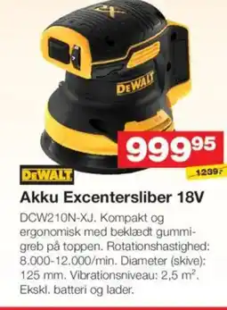 Bauhaus DEWALT Akku excentersliber 18v tilbud
