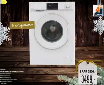 El-Salg Sharp Frontbetjent Vaskemaskine ES-HFB7143WD-EE tilbud