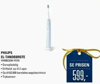 El-Salg Philips El-Tandbørste HX6803/D4 HVID tilbud