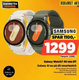 Power Galaxy Watch7 40 mm BT Galaxy Al nu på dit smartwatch tilbud
