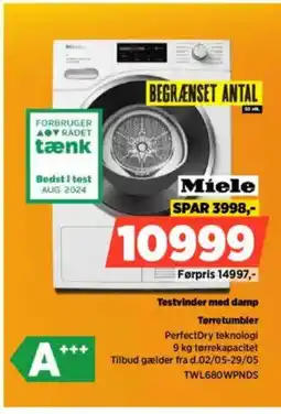 Power Miele Testvinder med damp Tørretumbler tilbud