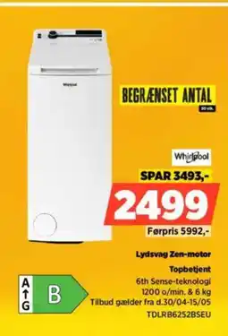 Power Whirlpool Lydsvag Zen-motor Topbetjent tilbud