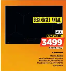 Power AEG 4 store zoner 80 cm induktion tilbud