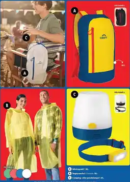 Lidl Minirygsæk, Regnponcho eller Camping- eller pandelampe tilbud