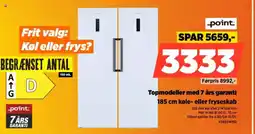 Power Point topmodeller med 7 års garanti 185 cm køle- eller fryseskab tilbud