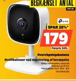 Power Overvågningskamera Notifikationer ved registrering af bevægelse tilbud
