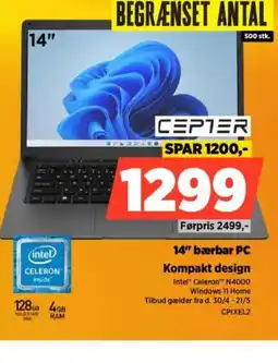 Power CEPTER SPAR 14" bærbar PC Kompakt design tilbud